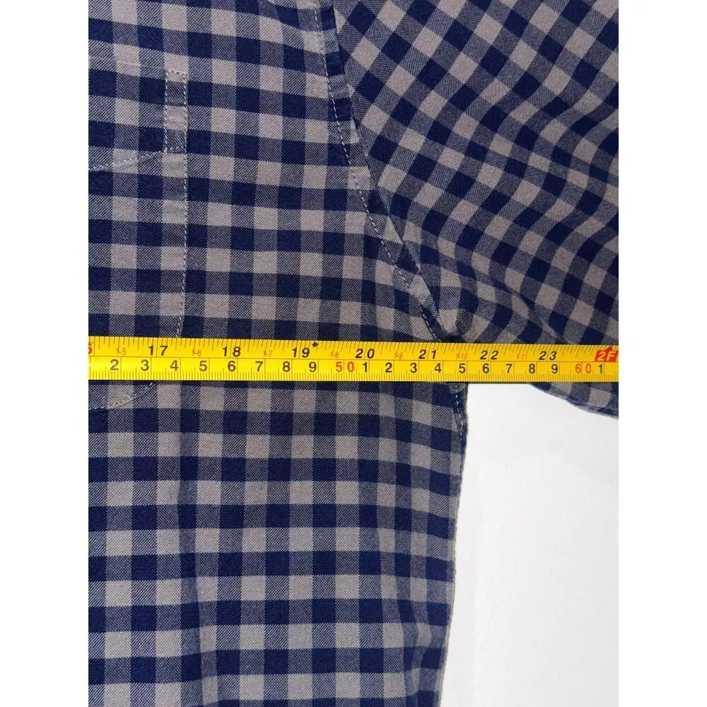 GAP Standard Fit Men Medium Blue White Gingham Button Down Shirt 100% Cotton - Picture 6 of 8